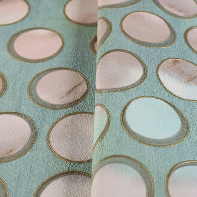 Modern Circles Geometric Wallpaper, Rich Textured Embossed Wallcovering, Traditional, Green Luxury Wallpaper, Extra Large 114 sq ft Roll - Adawall -Houston Wallpaper Store - Walcoverings, Curtains & Wall Panels