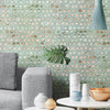 Modern Circles Geometric Wallpaper, Rich Textured Embossed Wallcovering, Traditional, Green Luxury Wallpaper, Extra Large 114 sq ft Roll - Walloro High End Wallcoverings & More