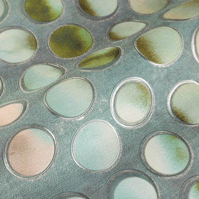 Modern Circles Geometric Wallpaper, Rich Textured Embossed Wallcovering, Traditional, Luxury Wallpaper, Extra Large 114 sq ft Roll, Green - Adawall -Houston Wallpaper Store - Walcoverings, Curtains & Wall Panels