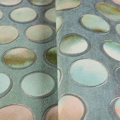 Modern Circles Geometric Wallpaper, Rich Textured Embossed Wallcovering, Traditional, Luxury Wallpaper, Extra Large 114 sq ft Roll, Green - Adawall -Houston Wallpaper Store - Walcoverings, Curtains & Wall Panels
