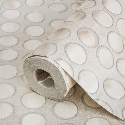 Modern Circles Geometric Wallpaper, Rich Textured Embossed Wallcovering, Traditional, Luxury Wallpaper, Extra Large 114 sq ft Roll, Washable - Adawall -Houston Wallpaper Store - Walcoverings, Curtains & Wall Panels