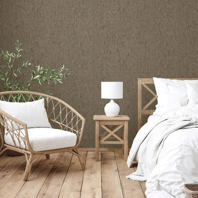 Modern Cork Dark Gray Embossed Wallpaper, Gold Shiny Rich Textured Wallcovering, Traditional, Camper Van Log Cabin, 114 sq ft Roll, Metallic - Adawall -Houston Wallpaper Store - Walcoverings, Curtains & Wall Panels