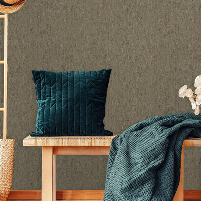 Modern Cork Dark Gray Embossed Wallpaper, Gold Shiny Rich Textured Wallcovering, Traditional, Camper Van Log Cabin, 114 sq ft Roll, Metallic - Adawall -Houston Wallpaper Store - Walcoverings, Curtains & Wall Panels