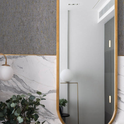 Modern Cork Gray Gold Embossed Wallpaper, Rich Textured Wallcovering, Traditional, Camper Van Log Cabin, Large 114 sq ft Roll, Washable - Adawall -Houston Wallpaper Store - Walcoverings, Curtains & Wall Panels