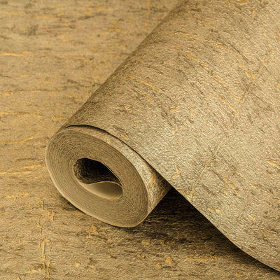 Modern Cork Shiny Gold Embossed Wallpaper, Rich Textured Wallcovering, Traditional, Camper Van Log Cabin, Large 114 sq ft Roll, Washable - Adawall -Houston Wallpaper Store - Walcoverings, Curtains & Wall Panels