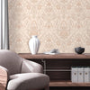 Modern Creamy Embossed Damask Wallpaper, Home Wall Decor, Aesthetic Wallpaper, Textured Wallcovering Non-Adhesive and Non-Peel and Stick - Walloro High End Wallcoverings & More