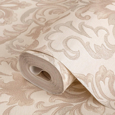 Modern Creamy Embossed Damask Wallpaper, Home Wall Decor, Aesthetic Wallpaper, Textured Wallcovering Non-Adhesive and Non-Peel and Stick - Adawall -Houston Wallpaper Store - Walcoverings, Curtains & Wall Panels