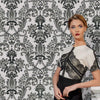 Modern Deep Embossed Damask Wallpaper, Black and White Shiny 3D Textured Wallcovering, 114 sq ft Roll, Non-Pasted, Washable, Shop Wallpaper - Walloro High End Wallcoverings & More