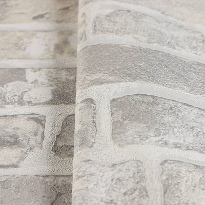 Modern Embossed Stone Brick Wallpaper, Beige, Gray Home Wall Decor, Realistic 3D Textured Wallcovering, Wall Accent - Adawall -Houston Wallpaper Store - Walcoverings, Curtains & Wall Panels
