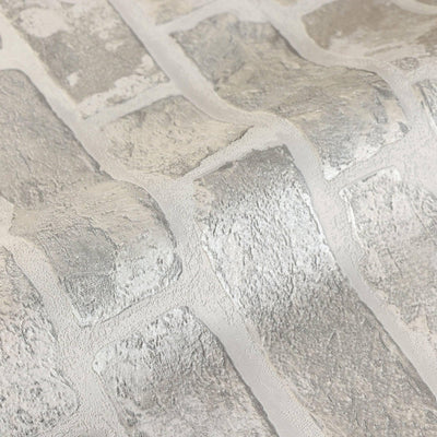 Modern Embossed Stone Brick Wallpaper, Beige, Gray Home Wall Decor, Realistic 3D Textured Wallcovering, Wall Accent - Adawall -Houston Wallpaper Store - Walcoverings, Curtains & Wall Panels