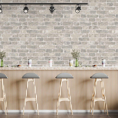 Modern Embossed Stone Brick Wallpaper, Beige, Gray Home Wall Decor, Realistic 3D Textured Wallcovering, Wall Accent - Adawall -Houston Wallpaper Store - Walcoverings, Curtains & Wall Panels