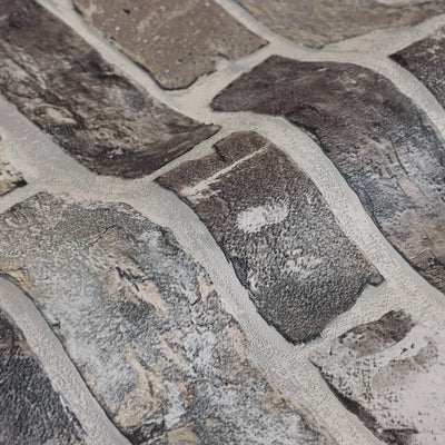 Modern Embossed Stone Brick Wallpaper, Black, Dark Neutral Home Wall Decor, Realistic 3D Textured Wallcovering, Wall Accent - Adawall -Houston Wallpaper Store - Walcoverings, Curtains & Wall Panels