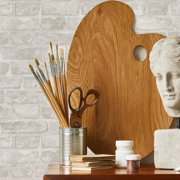 Modern Embossed Stone Brick Wallpaper, White, Ivory Home Wall Decor, Realistic 3D Textured Wallcovering, Wall Accent - Adawall -Houston Wallpaper Store - Walcoverings, Curtains & Wall Panels