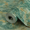 Modern Green Washed Distressed Wallpaper, Rich Damask Textured Embossed Wallcovering, Large 114 sq ft Roll, Washable, Rusted, Abstract - Walloro High End Wallcoverings & More