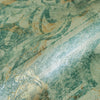 Modern Green Washed Distressed Wallpaper, Rich Damask Textured Embossed Wallcovering, Large 114 sq ft Roll, Washable, Rusted, Abstract - Walloro High End Wallcoverings & More