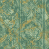 Modern Green Washed Distressed Wallpaper, Rich Damask Textured Embossed Wallcovering, Large 114 sq ft Roll, Washable, Rusted, Abstract - Walloro High End Wallcoverings & More