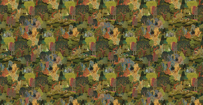 Modern Landscape Trees Wall Mural, Green Village Wallpaper, Extra Large Custom Size Wall Art, Non-Woven, Non-Adhesive, Removable, Washable - Adawall -Houston Wallpaper Store - Walcoverings, Curtains & Wall Panels
