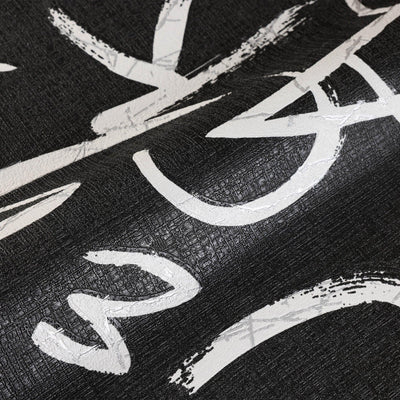 Modern Letters Wallpaper, Rich Textured Wallcovering, Traditional, Kids Room, Large 114 sq ft Roll, Washable, Alphabets Wallpaper, Black - Adawall -Houston Wallpaper Store - Walcoverings, Curtains & Wall Panels