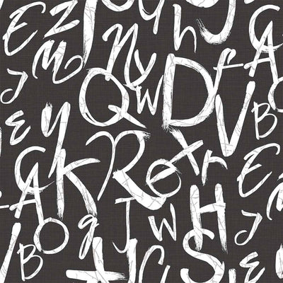 Modern Letters Wallpaper, Rich Textured Wallcovering, Traditional, Kids Room, Large 114 sq ft Roll, Washable, Alphabets Wallpaper, Black - Adawall -Houston Wallpaper Store - Walcoverings, Curtains & Wall Panels