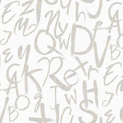 Modern Letters Wallpaper, Rich Textured Wallcovering, Traditional, Kids Room, Large 114 sq ft Roll, Washable, Alphabets Wallpaper, White - Adawall -Houston Wallpaper Store - Walcoverings, Curtains & Wall Panels