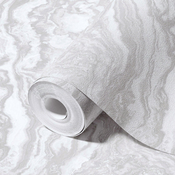 Modern Light Color Marble Wallpaper, White Home Wall Decor, Marbled Textured Wall Covering Non-Adhesive, Non-Peel and Stick, 177 sq ft Roll - Adawall -Houston Wallpaper Store - Walcoverings, Curtains & Wall Panels