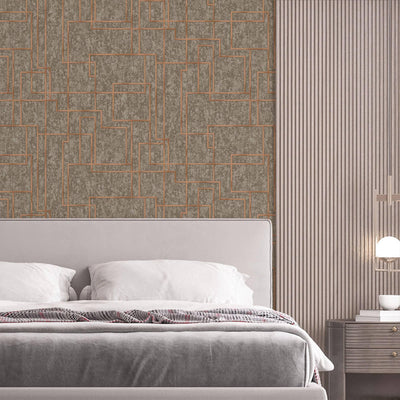 Modern Lines Geometric Wallpaper, Dark Brown Contemporary 3D Embossed Wallcovering, Abstract Bold Wall Decor - Adawall -Houston Wallpaper Store - Walcoverings, Curtains & Wall Panels
