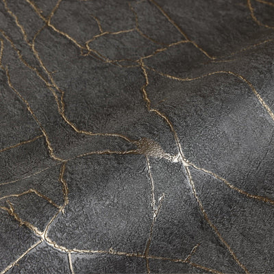 Modern Stone Embossed Wallpaper, Dark Gray, Copper Vein Pattern, Abstract Marble Design Home Wall Decor, Aesthetic Wallpaper, Textured Wallcovering - Adawall -Houston Wallpaper Store - Walcoverings, Curtains & Wall Panels