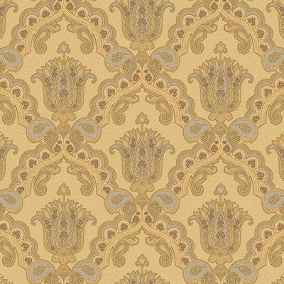 Modern Yellow Damask Wallpaper, Home Wall Decor, Aesthetic Wallpaper, Textured Wallcovering Non-Adhesive and Non-Peel and Stick - Adawall -Houston Wallpaper Store - Walcoverings, Curtains & Wall Panels