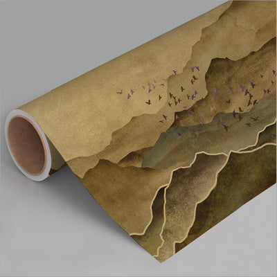 Mountain Scenic Wall Mural, Yellow Nature Wallpaper, Custom Size Wall Covering, Non-Woven, Non-Pasted, Removable, Washable, Extra Large Bird Art - Adawall -Houston Wallpaper Store - Walcoverings, Curtains & Wall Panels