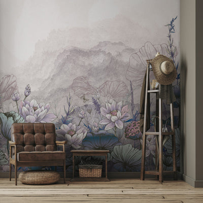 Nature Forest Wall Mural, Gray Trees Wallpaper, Botanic Theme Customized Wall Covering, Non-Woven, Non-Adhesive, Removable, Washable, Removable - Adawall -Houston Wallpaper Store - Walcoverings, Curtains & Wall Panels