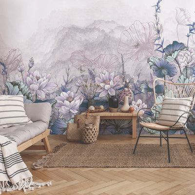 Nature Forest Wall Mural, Gray Trees Wallpaper, Botanic Theme Customized Wall Covering, Non-Woven, Non-Adhesive, Removable, Washable, Removable - Adawall -Houston Wallpaper Store - Walcoverings, Curtains & Wall Panels