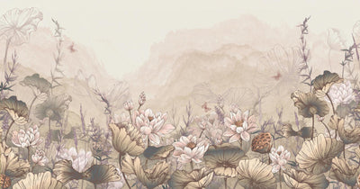 Nature Forest Wall Mural, Light Beige Trees Wallpaper, Botanic Theme Customized Wall Covering, Non-Woven, Non-Adhesive, Removable, Washable, Removable - Adawall -Houston Wallpaper Store - Walcoverings, Curtains & Wall Panels