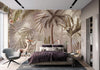 Nature Forest Wallpaper, Birds Palm Tree Wall Mural, Brown Jungle Theme Large Wall Art, Non-Woven, Non-Adhesive, Removable, Exotic Wall Paper - Adawall -Houston Wallpaper Store - Walcoverings, Curtains & Wall Panels