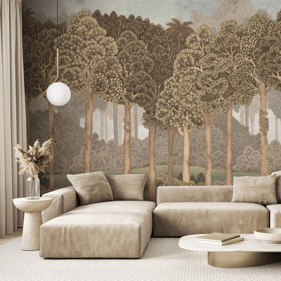Nature Scene Trees Wall Mural, Beige Forest Wallpaper, Large Landscape Custom Size Wall Covering, Non-Woven, Non-Pasted, Removable, Washable, Art - Adawall -Houston Wallpaper Store - Walcoverings, Curtains & Wall Panels