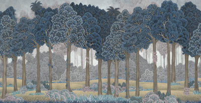 Nature Scene Trees Wall Mural, Blue Forest Wallpaper, Large Landscape Custom Size Wall Covering, Non-Woven, Non-Pasted, Removable, Washable, Art - Adawall -Houston Wallpaper Store - Walcoverings, Curtains & Wall Panels