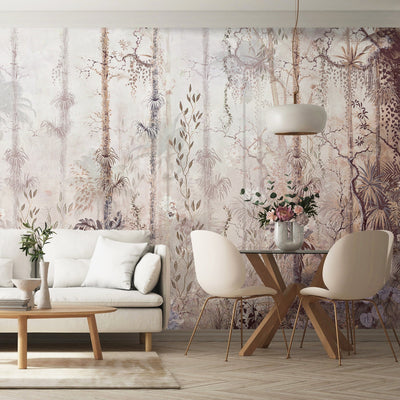 Nature Trees Wall Mural, Beige Forest Theme Wallpaper, Large Jungle Custom Size Wall Art, Non-Woven, Non-Pasted, Removable, Washable, Covering - Adawall -Houston Wallpaper Store - Walcoverings, Curtains & Wall Panels
