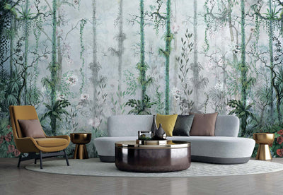 Nature Trees Wall Mural, Green Forest Theme Wallpaper, Large Jungle Custom Size Wall Art, Non-Woven, Non-Pasted, Removable, Washable, Covering - Adawall -Houston Wallpaper Store - Walcoverings, Curtains & Wall Panels