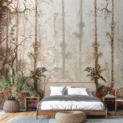 Nature Trees Wall Mural, Yellow Forest Theme Wallpaper, Large Jungle Custom Size Wall Art, Non-Woven, Non-Pasted, Removable, Washable, Covering - Adawall -Houston Wallpaper Store - Walcoverings, Curtains & Wall Panels