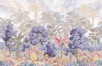 Nature Tropical Wallpaper, Purple Forest Wall Mural, Custom Size Trees Wall Art, Non-Woven, Non-Pasted, Removable, Washable, Oversized Wall Paper - Adawall -Houston Wallpaper Store - Walcoverings, Curtains & Wall Panels