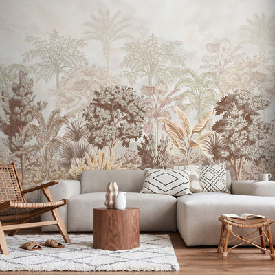 Nature Tropical Wallpaper, Yellow Forest Wall Mural, Custom Size Trees Wall Art, Non-Woven, Non-Pasted, Removable, Washable, Oversized Wall Paper - Adawall -Houston Wallpaper Store - Walcoverings, Curtains & Wall Panels