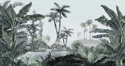 Nature Wall Mural, Palm Tree Tropical, Customized Wallpaper, Store Decor, Non-Woven, Modern Wall Paper, Non-Pasted, Washable, Removable - Adawall -Houston Wallpaper Store - Walcoverings, Curtains & Wall Panels