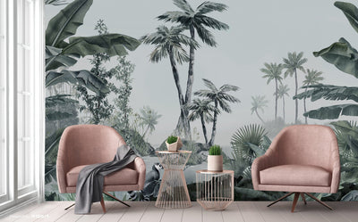 Nature Wall Mural, Palm Tree Tropical, Customized Wallpaper, Store Decor, Non-Woven, Modern Wall Paper, Non-Pasted, Washable, Removable - Adawall -Houston Wallpaper Store - Walcoverings, Curtains & Wall Panels