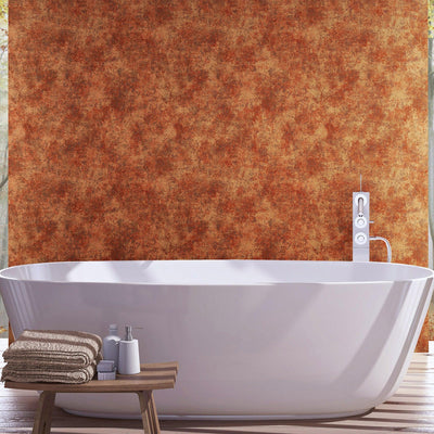 Orange Red Industrial Metallic Rustic Wallpaper, 3D Embossed Modern Worn-Out Style Distressed Weathered - Adawall -Houston Wallpaper Store - Walcoverings, Curtains & Wall Panels