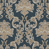 Oriental Damask Deep Embossed Wallpaper, Blue 3D Textured Wallcovering, Traditional, Extra Large 114 sq ft Roll, Stylish Wallpaper, Floral, Blue - Walloro High End Wallcoverings & More