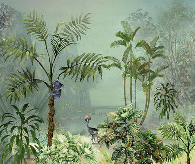 Palm Trees Nature Scene Tropical Wall Mural, Green Custom Size Wallpaper, Non-Woven, Non-Pasted, Washable, Oversized Large Wall Art, Removable (Copy) - Adawall -Houston Wallpaper Store - Walcoverings, Curtains & Wall Panels