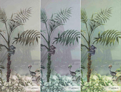 Palm Trees Nature Scene Tropical Wall Mural, Light Green Custom Size Wallpaper, Non-Woven, Non-Pasted, Washable, Oversized Large Wall Art, Removable - Adawall -Houston Wallpaper Store - Walcoverings, Curtains & Wall Panels