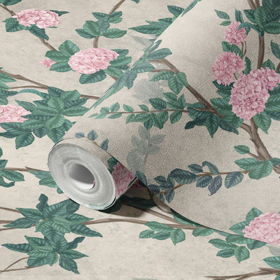 Peony Chinoiserie Blossom Wall Mural, Green Floral Bloom Wallpaper, Oversized Contemporary Custom Size Wall Art, Non-Woven, Non-Pasted, Removable - Adawall -Houston Wallpaper Store - Walcoverings, Curtains & Wall Panels