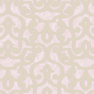 Pink Lace Trellis Wallpaper, Shiny Silver Gold Patterns Faded Colors Damask Design - Adawall -Houston Wallpaper Store - Walcoverings, Curtains & Wall Panels