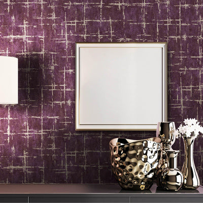 Purple Abstract Metallic Lines Wallpaper, 3D Deep Embosed Silver Gold Rustic Geometric Interior Decor - Adawall -Houston Wallpaper Store - Walcoverings, Curtains & Wall Panels