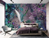 Purple Chinoiserie Peacock Floral Tropical Custom Wallpaper, Birds Wall Mural, Non-woven Non-Adhesive Wall Paper, Luxury, Large, Removable Washable Large Wall Art - Adawall -Houston Wallpaper Store - Walcoverings, Curtains & Wall Panels